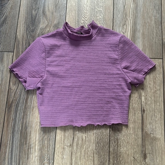 Purple mini turtle neck crop top short sleeve size S from Shinestar - Picture 1 of 2